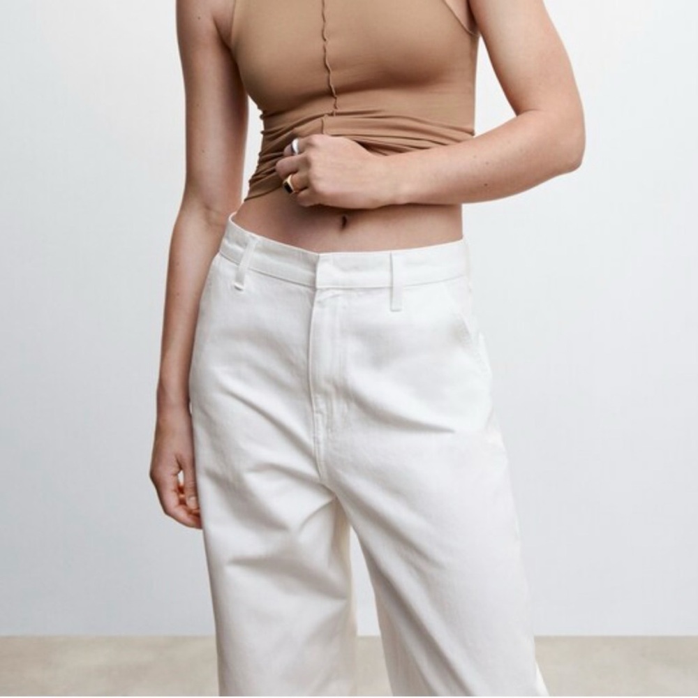 Mango white wideleg midrise jeans